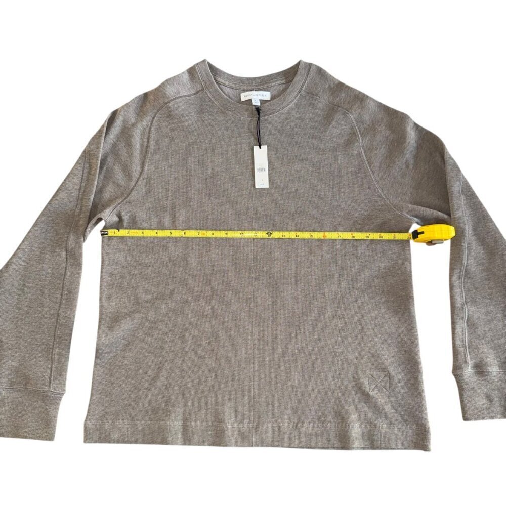 Banana Republic Thermal Waffle Knit Pullover Oatmeal Beige Mens Large NWT - Picture 3 of 8